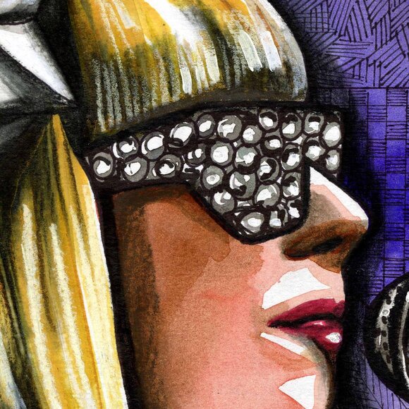 original art, lady gaga, mother monster, art, sale, 5 x 7, ready to frame, decor - Picture 4 of 4